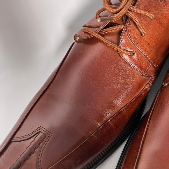 New Stacy Adams Square Toe Lace Up Dress Shoe Men's 10.5 M‎ Cognac Brown - Picture 6 of 15